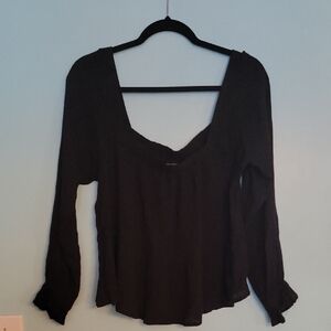 ASOS Black Backless Fitted Long Sleeve Blouse